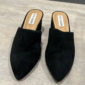 Steve Madden black suede heeled mules